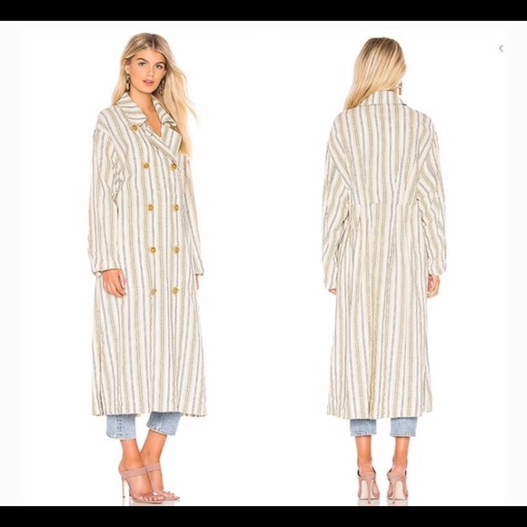 Free People Sweet Melody Natural Stripe Trench M size - Picture 2 of 7